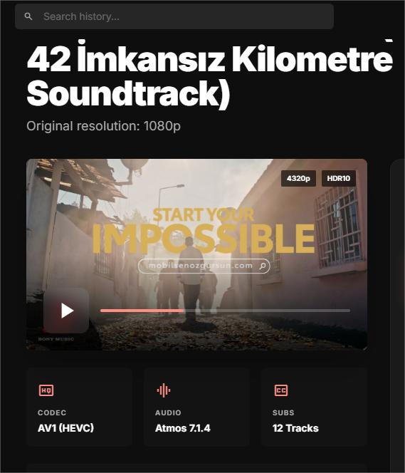 Interface showing video analysis results
